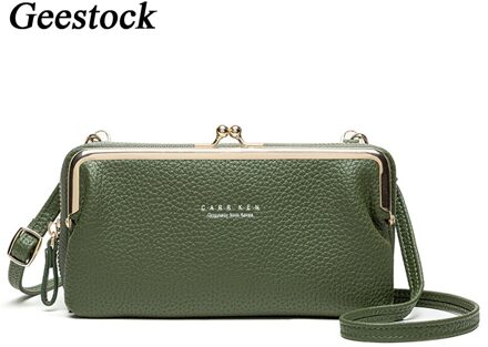 Geestock Vrouwen Crossbody Tassen Voor Portemonnee Houder Vrouwelijke Clutch Purse Pu Lederen Handtas Meerdere Card Slot Met Grote Capaciteit groen