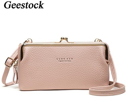 Geestock Vrouwen Crossbody Tassen Voor Portemonnee Houder Vrouwelijke Clutch Purse Pu Lederen Handtas Meerdere Card Slot Met Grote Capaciteit roze