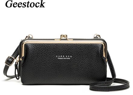 Geestock Vrouwen Crossbody Tassen Voor Portemonnee Houder Vrouwelijke Clutch Purse Pu Lederen Handtas Meerdere Card Slot Met Grote Capaciteit zwart