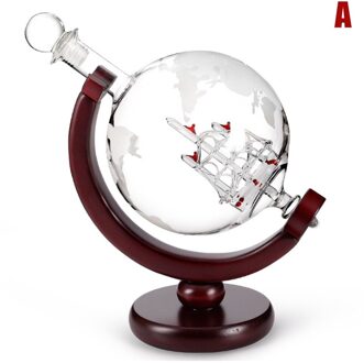 Geëtst Globe Decanter 850Ml Whisky Wijn Decanter Met Houten Frame Voor Thuis Bar FBS889