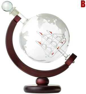 Geëtst Globe Decanter 850Ml Whisky Wijn Decanter Met Houten Frame Voor Thuis Bar FBS889