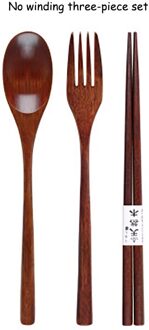 GEEW Draagbare Servies Houten Bestek Sets met Nuttig Lepel Vork Eetstokjes Reizen Servies Pak met Doek bag nee winding lijn