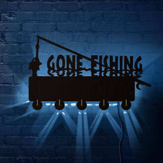 Gegaan Afwerking LED Verlichte Muur Haak Jas Muur Hanger Visser Decor Kleur Veranderende Wandrek Haak Voor Fisherfolk
