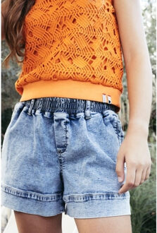 Gehaakt / gevoerd mouwloos trui'tje voor meisjes in de kleur - maat 116 Oranje