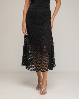 Gehaakte midi rok Zwart