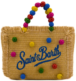 Gehaakte Mini Shopper Tas met Franjes MC2 Saint Barth , Beige , Dames - ONE Size