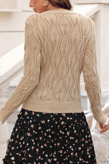 Gehaakte Trui met Parelenaccent Bruin