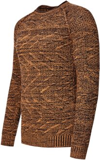 Gehaakte trui met rondhals dessin - maat XL Camel