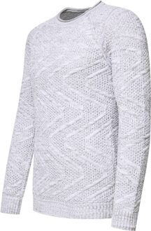 Gehaakte trui met rondhals dessin Wit - 3XL