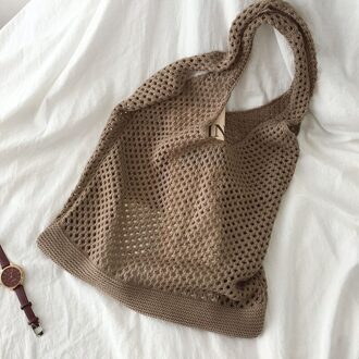 Gehaakte Vest Vrouwen Schoudertassen Breien Handtassen Voor Vrouwen Vintage Retro Breien Top-Handvat Tas Vrouwelijke Tassen COCO