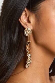 Gehamerde Schijf Statement Oorbellen, Gold - ONE SIZE