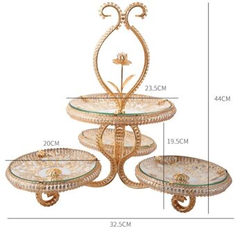 Gehard Glas Multi-layer Europese Fruitschaal Thuis Woonkamer Koffietafel Betaalbare Luxe Stijl Lui Kristallen Fruitschaal grijs