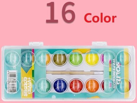 Geheugen 16/24/48 Kleuren Draagbare Reizen Solid Pigment Aquarel Verf Set Met Water Kleur Borstel Pen Voor Schilderen Art levert 16 kleur