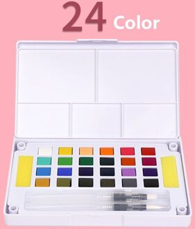 Geheugen 16/24/48 Kleuren Draagbare Reizen Solid Pigment Aquarel Verf Set Met Water Kleur Borstel Pen Voor Schilderen Art levert 24 kleur reeks