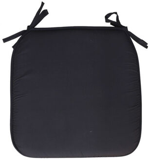 Geimport Stoelkussen - binnen/buiten - zwart - 39x3 cm - polyester - tuinstoelkussens