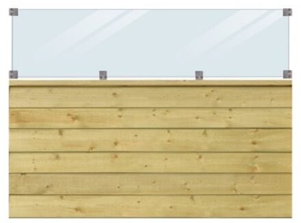 Geïmpregneerd Houten Stapelrabat Schutting Met Glas Klink 174 x 125 CM Black