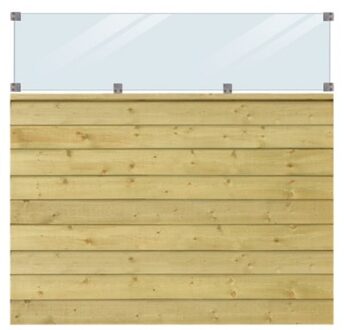 Geïmpregneerd Houten Stapelrabat Schutting Met Glas Klink 174 x 163 CM Black