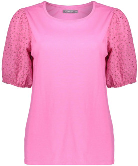 Geisha 42375-41 420 t-shirt brodery sleeves pink Print / Multi
