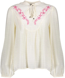 Geisha 43082-14 010 blouse embroidery off-white/fuchsia Wit - S