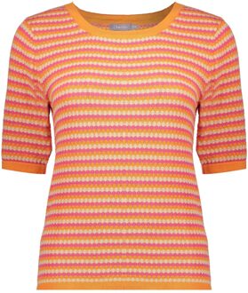 Geisha 44041-14 250 top knit short sleeves stripes orange/red/sand Print / Multi - L