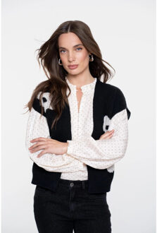 Geisha 53539-14 017 blouse shiny h dots ivory/black Wit - L