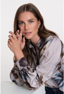 Geisha 53936-20 blouse aquarel bloemenprint Houtskool - S