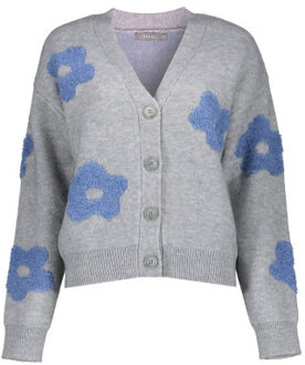 Geisha 54510-10 900 vest flowers grey melange/blue Grijs