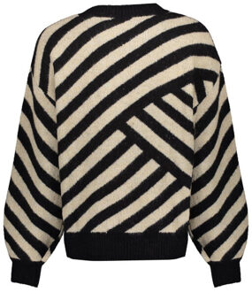 Geisha 54570-29 720 pullover stripes sand/black Zwart