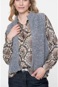 Geisha 54574-29 930 pullover sleeveless with zipper mid grey Grijs - L