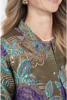 Geisha 55713-20 530 jacket flowers lurex green/purple Groen - M