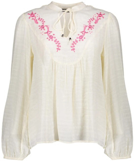 Geisha blouse Blouse embroidery 43082-14/10 off-white/fuchsia Geisha , White , Dames - Xl,L,S,3Xl