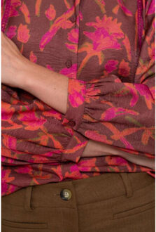 Geisha Blouse burgundy Roze - XL