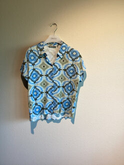 Geisha Blouse dessin Blauw - M