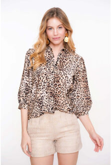 Geisha Blouse dessin - maat L Bruin