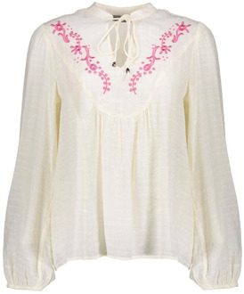 Geisha Blouse Embroidery Wit dames Off White - XL,XS,L,M,S