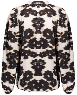 Geisha blouse flowers 53755-20 0 wool white/bla Wit - L