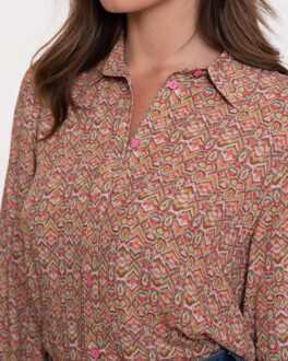 Geisha Blouse lange mouw 53923-20 Roze - XL