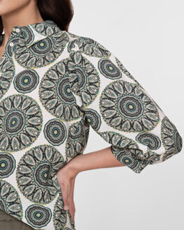 Geisha Blouse lange mouw 63253-20 - maat M Kaki