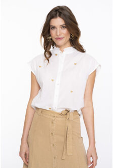 Geisha Blouse lurex hearts dessin Wit - S