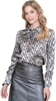 Geisha Blouse silver grey Zilver - M