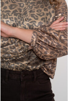Geisha blouse velvet look leopard 53869-14 25 gold/grey Goud - M