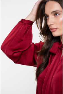 Geisha blouse with bow 53544-14 485 port Rood - XS