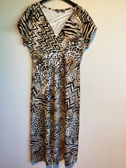 Geisha Dress v-neck sleeveless aop dessin - maat XL Bruin