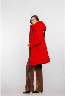 Geisha jacket with hood mid long 58521-12 450 red Rood - S