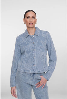 Geisha Jeansjacket bleached denim - maat L Veelkleurig