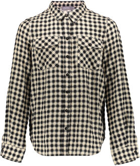 Geisha Meisjes blouse - Geruit - Zwart / Zand - Maat 164