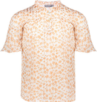 Geisha Meisjes top AOP - Off white / Abrikoos / Zilver - Maat 128