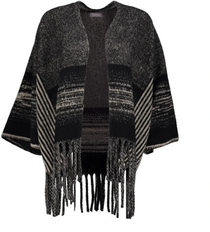 Geisha Poncho Zwart dames - M/L,S/M