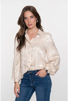 Geisha Shiny blouse 53868-14-champagne Goud - M