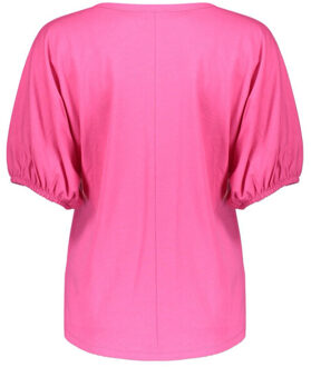 Geisha T-shirt elastic cuffs fuchsia Paars - M